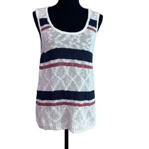 Rag Poets Tulum‎ Striped Sweater Tank Size Large Navy White Style #RW191689 NWT
